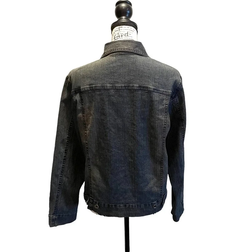 Chico’s Design Denim Jean Jacket Blue Size 1 Medium 8 Stretch Vintage Y2K